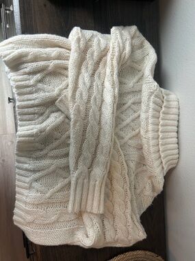 Altar'd State Cream Cable Turtleneck Crop Sweater